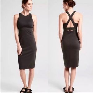 Athleta deep breathe high neck midi dress cross back jersey athletic small tall